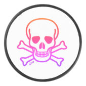 Neon Skull witte hockey puck (Voorkant)