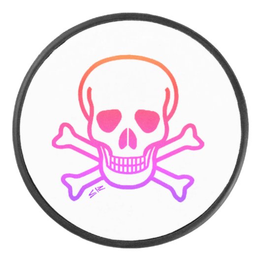 Neon Skull witte hockey puck (Voorkant)