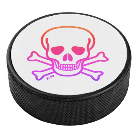 Neon Skull witte hockey puck (3/4)
