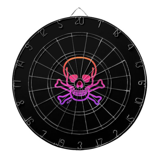 Neon Skull zwart dartboard Dartbord (Voorkant)