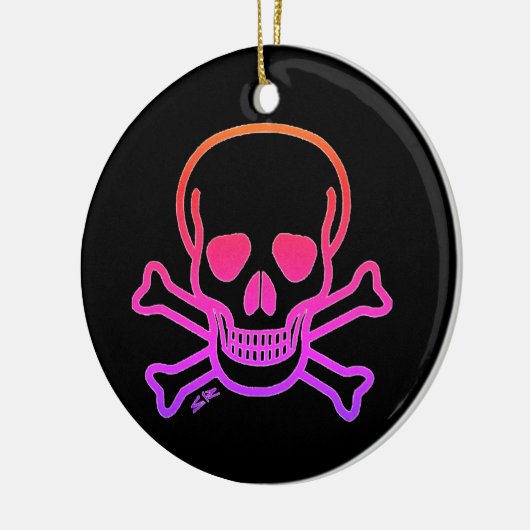 Neon Skull zwart rond keramisch ornament (Links)
