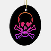 Neon Skull zwart rond keramisch ornament 2 zijdig (Rechts)