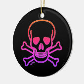 Neon Skull zwart rond keramisch ornament 2 zijdig (Links)