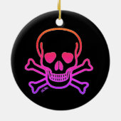Neon Skull zwart rond keramisch ornament 2 zijdig (Achterkant)