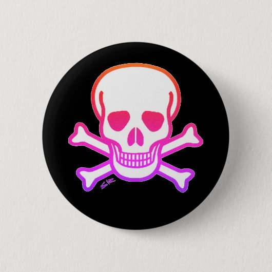 Neon Skull zwarte knop Ronde Button 5,7 Cm (Voorkant)
