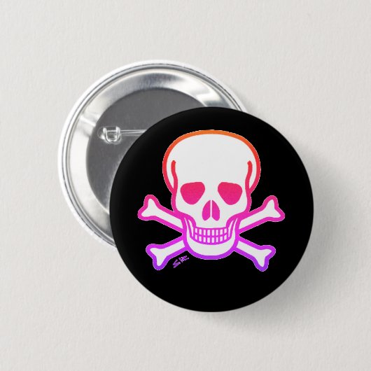 Neon Skull zwarte knop Ronde Button 5,7 Cm (Voorkant /achterkant)