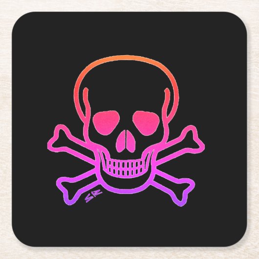 Neon Skull zwarte papieren drankenkusten Kartonnen Onderzetters (Voorkant)