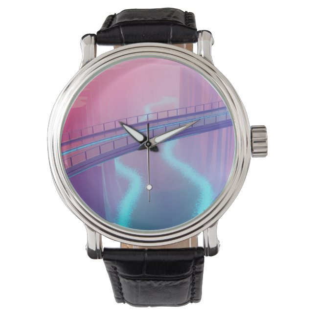 Neon Skybridge Dreamscape Horloge (Voorkant)