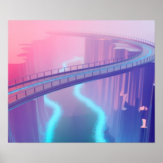 Neon Skybridge Dreamscape Poster (Voorkant)