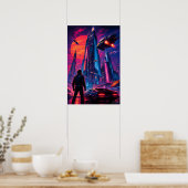 Neon Skyline Drifter Poster (Keuken)