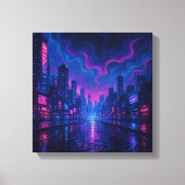 Neon Skyline Mirage Futuristische Stad Canvas Kuns