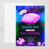 neon slaapfeest uitnodiging (Voorkant / Achterkant)