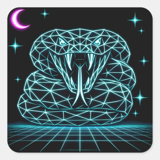 Neon Slang Synthwave - Retro Viper Strike Vierkante Sticker (Voorkant)