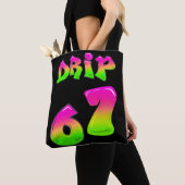 Neon Slijm DRIP 67 Virale Meme Zwarte Tote Tas (Dichtbij)