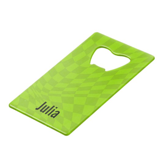 Neon slijm groene zomer vrijgezellenfeest bruidsfe creditkaart flessenopener (Voorkant Gekanteld)