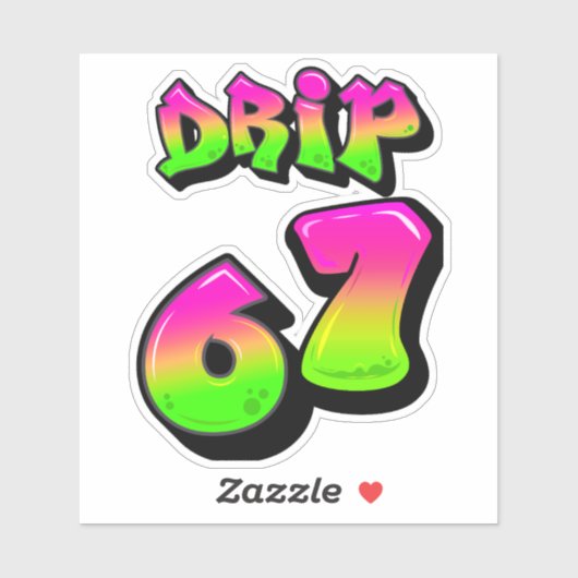 Neon Slime DRIP 67 Virale Meme Custom Gesneden Vin Sticker (Vel)