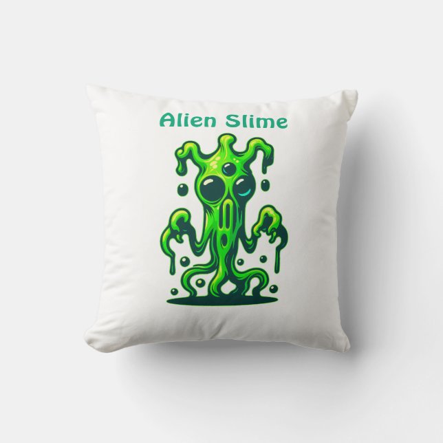 Neon Slime Monster – Cool Creepy Alien Design Kussen (Voorkant)