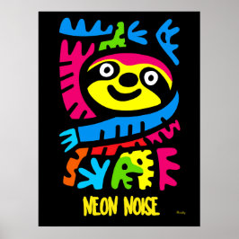 Neon Sloth Art - Kleurrijke Pop Oerwoud Animal Des Poster