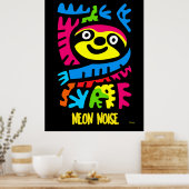 Neon Sloth Art - Kleurrijke Pop Oerwoud Animal Des Poster (Keuken)