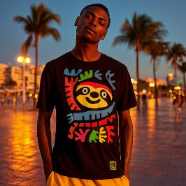 Neon Sloth Art - Kleurrijke Pop Oerwoud Animal Des T-shirt