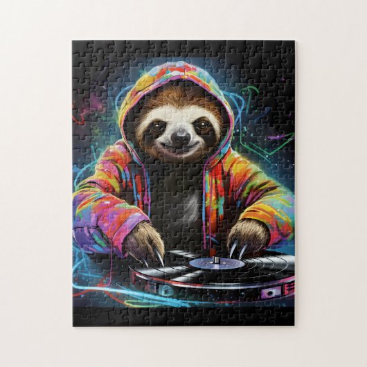 Neon Sloth DJ Retro Cool Legpuzzel (Verticaal)