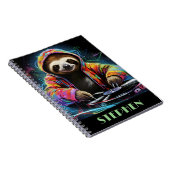 Neon Sloth DJ Retro Cool Notitieboek (Rechterzijde)