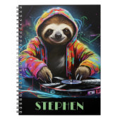 Neon Sloth DJ Retro Cool Notitieboek (Voorkant)