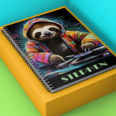 Neon Sloth DJ Retro Cool Notitieboek