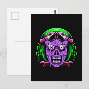 Neon Smeltende Zombie Rijder Schedel Briefkaart