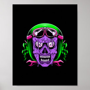 Neon Smeltende Zombie Rijder Schedel Poster