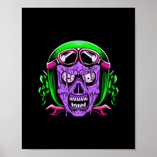 Neon Smeltende Zombie Rijder Schedel Poster (Voorkant)