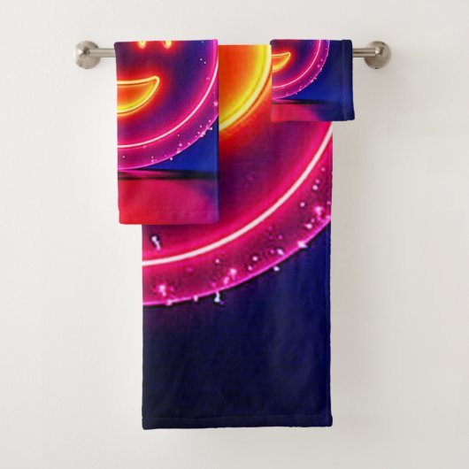 Neon Smile: Bright Happy Glow Design Bad Handdoek (Insitu)