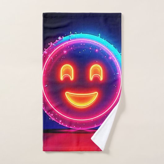 Neon Smile: Bright Happy Glow Design Bad Handdoek (Handdoek)