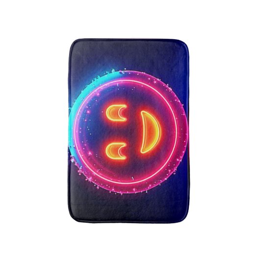 Neon Smile: Bright Happy Glow Design Badmat (Voorkant Verticaal)