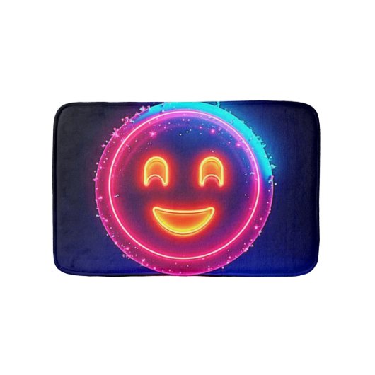 Neon Smile: Bright Happy Glow Design Badmat (Voorkant)