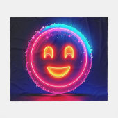 Neon Smile: Bright Happy Glow Design Fleece Deken (Voorkant (Horizontaal))