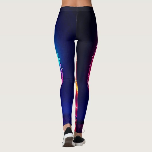 Neon Smile: Bright Happy Glow Design Leggings (Achterkant)