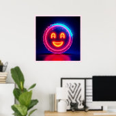 Neon Smile: Bright Happy Glow Design Poster (Thuiskantoor)