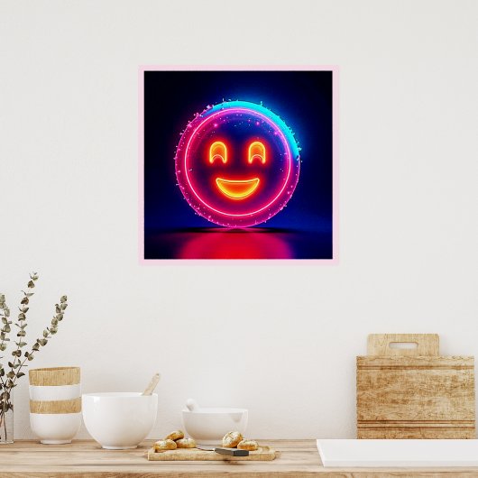 Neon Smile: Bright Happy Glow Design Poster (Keuken)