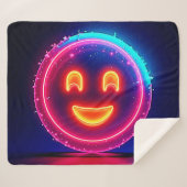 Neon Smile: Bright Happy Glow Design Sherpa Deken (Voorkant (horizontaal))