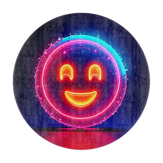 Neon Smile: Bright Happy Glow Design Snijplank (Voorkant)