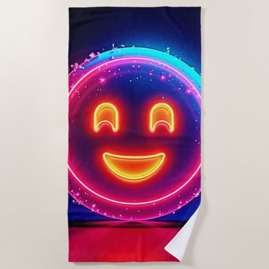 Neon Smile: Bright Happy Glow Design Strandlaken (Voorkant)