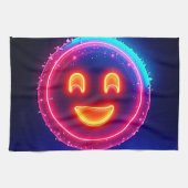 Neon Smile: Bright Happy Glow Design Theedoek (Horizontaal)
