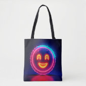 Neon Smile: Bright Happy Glow Design Tote Bag (Voorkant)