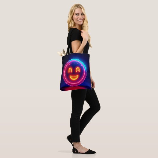Neon Smile: Bright Happy Glow Design Tote Bag (Op model)