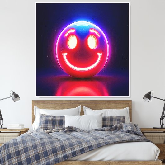 Neon Smile voor Happy Glow Canvas Afdruk (Insitu (Slaapkamer))