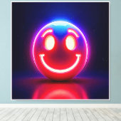 Neon Smile voor Happy Glow Canvas Afdruk (Insitu (Houten vloer))