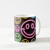 Neon Smiles & Sips Trendy Design Coffee Mok (Voorkant rechts)