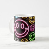 Neon Smiles & Sips Trendy Design Coffee Mok (Voorkant links)