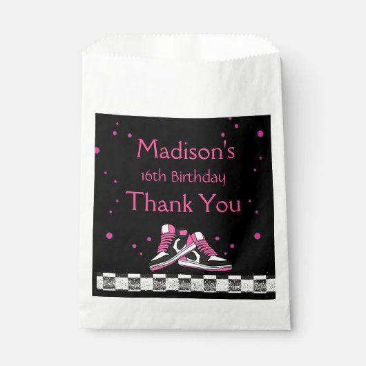 Neon Sneaker Verjaardag, Glitter Bedankzakje (Voorkant)